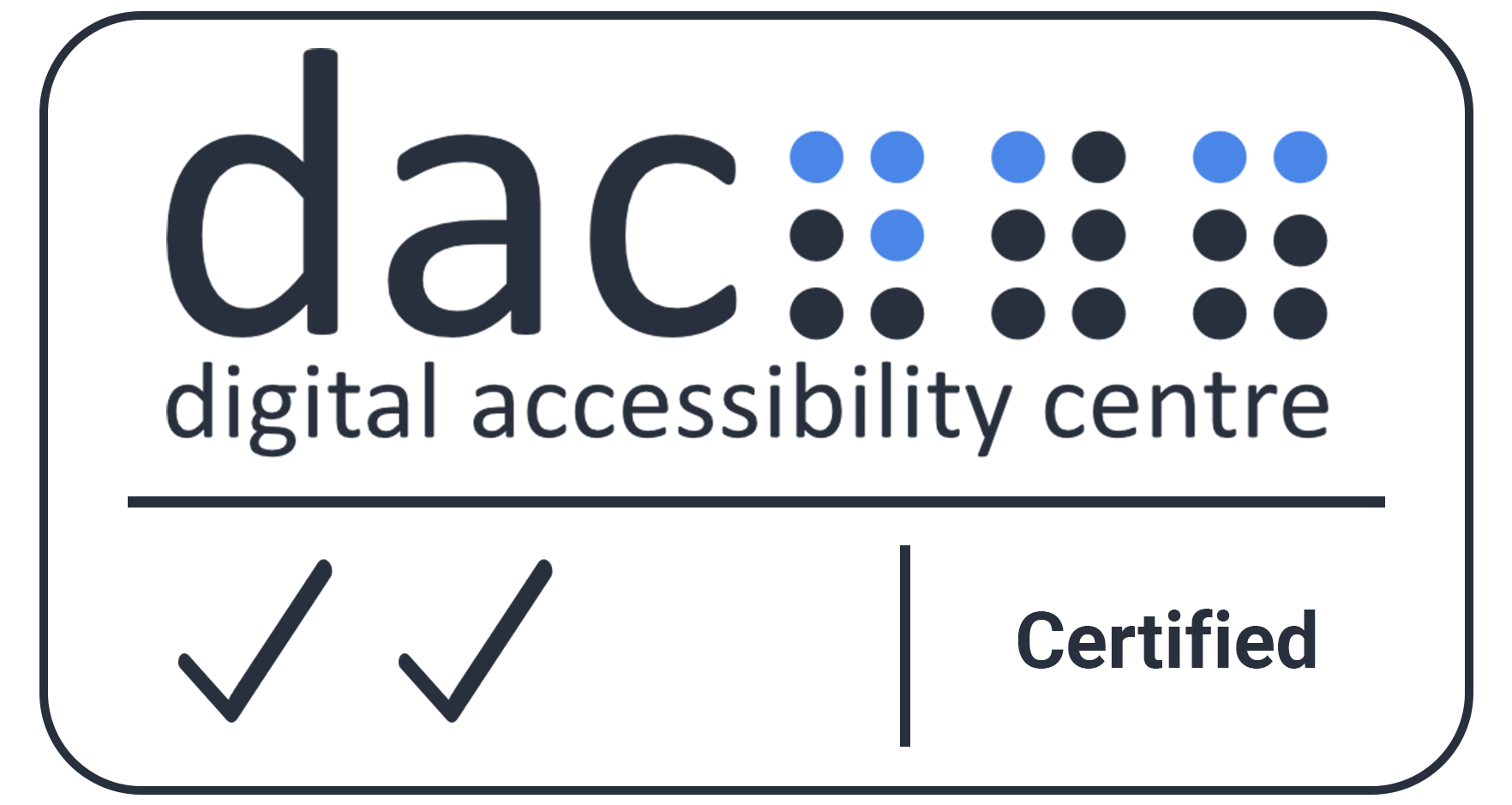 DAC certification logo two ticks